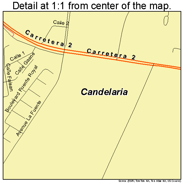 Candelaria, Puerto Rico road map detail