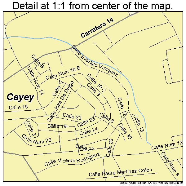 Cayey, Puerto Rico road map detail