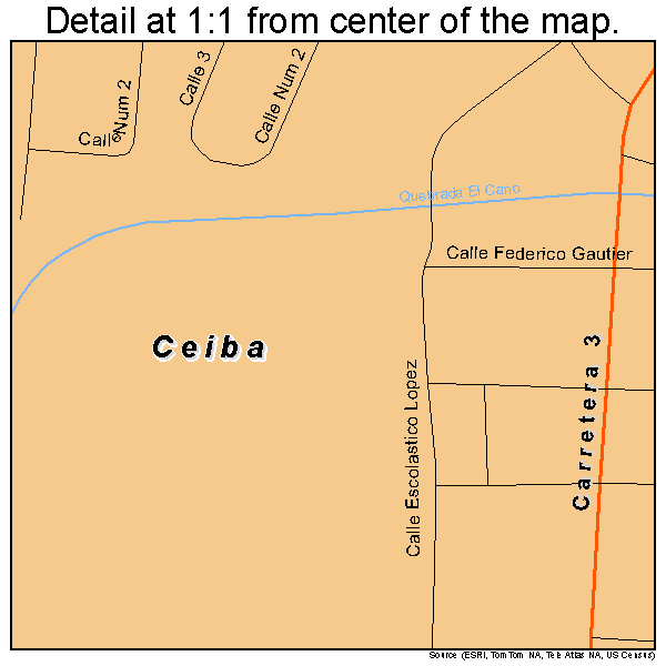 Ceiba, Puerto Rico road map detail