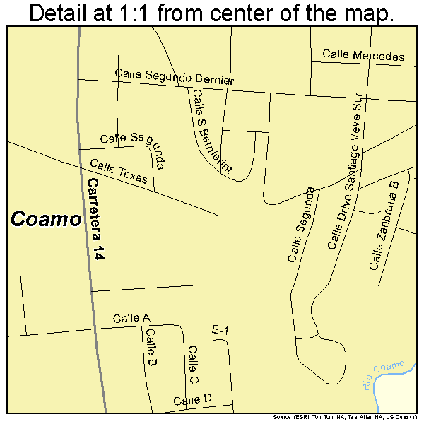 Coamo, Puerto Rico road map detail