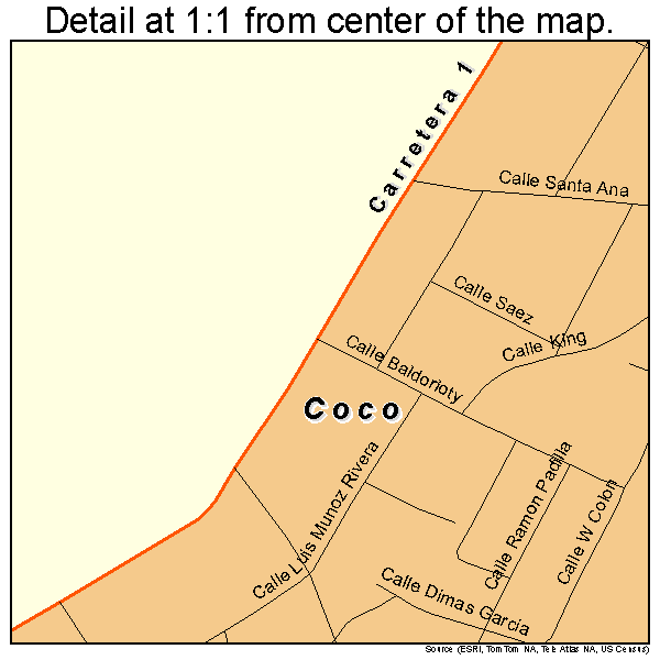 Coco, Puerto Rico road map detail