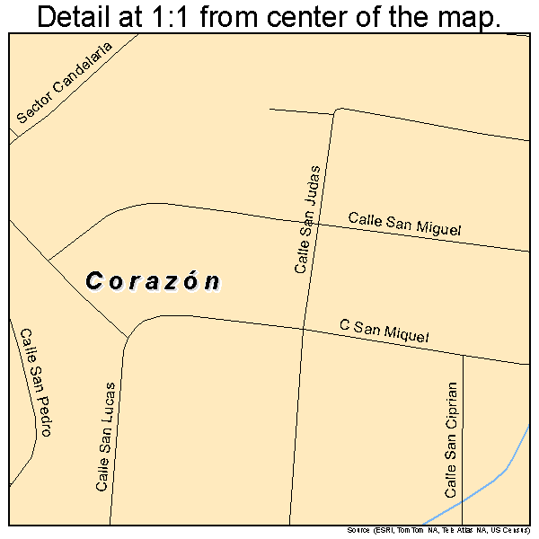 Corazon, Puerto Rico road map detail
