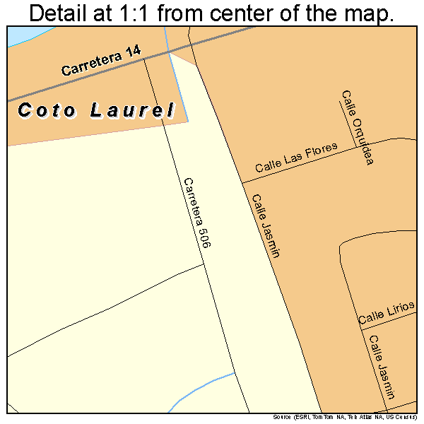 Coto Laurel, Puerto Rico road map detail