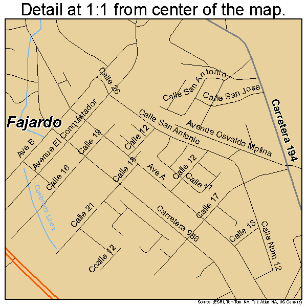 Fajardo, Puerto Rico road map detail