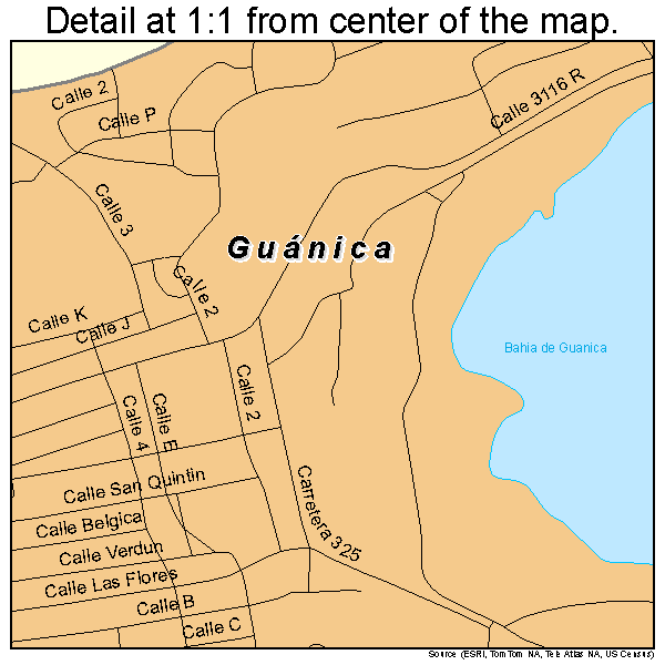 Guanica, Puerto Rico road map detail