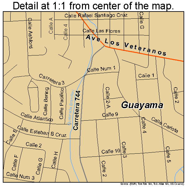 Guayama, Puerto Rico road map detail