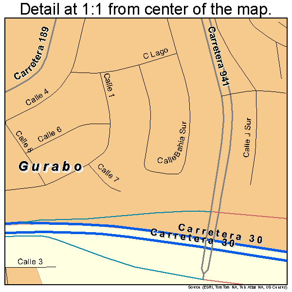 Gurabo, Puerto Rico road map detail