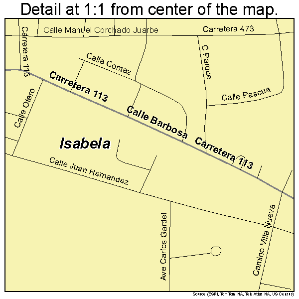 Isabela, Puerto Rico road map detail