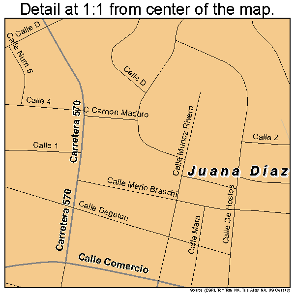 Juana Diaz, Puerto Rico road map detail