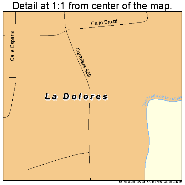 La Dolores, Puerto Rico road map detail