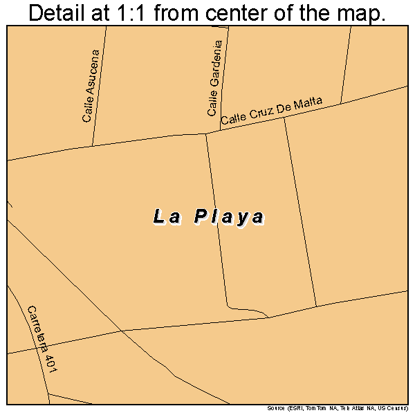 La Playa, Puerto Rico road map detail