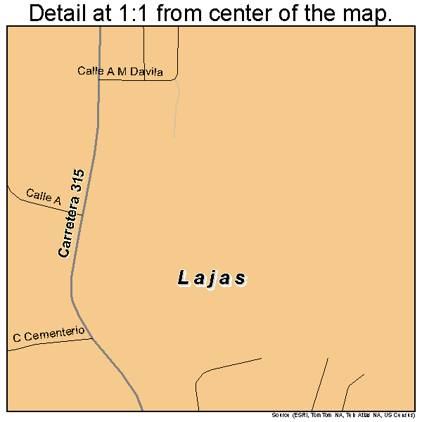 Lajas, Puerto Rico road map detail