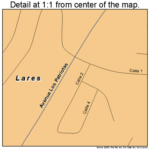 Lares, Puerto Rico road map detail