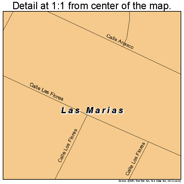 Las Marias, Puerto Rico road map detail