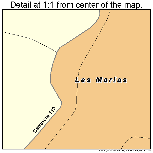 Las Marias, Puerto Rico road map detail