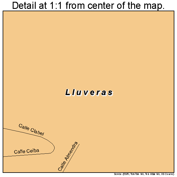 Lluveras, Puerto Rico road map detail