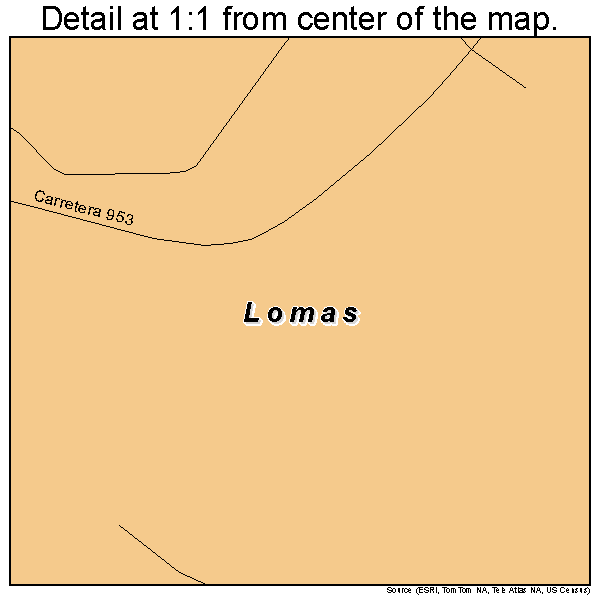 Lomas, Puerto Rico road map detail