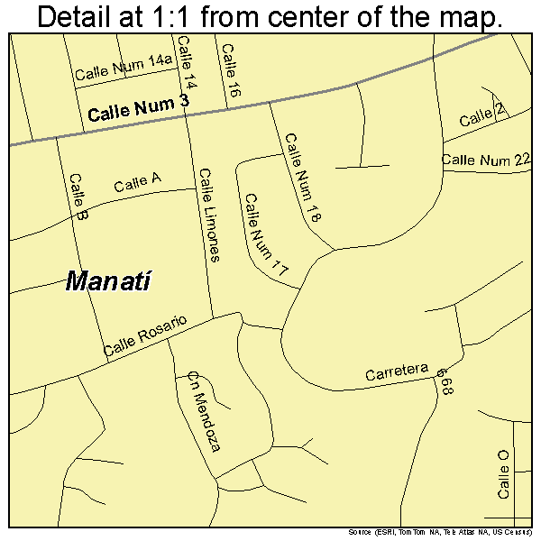 Manati, Puerto Rico road map detail