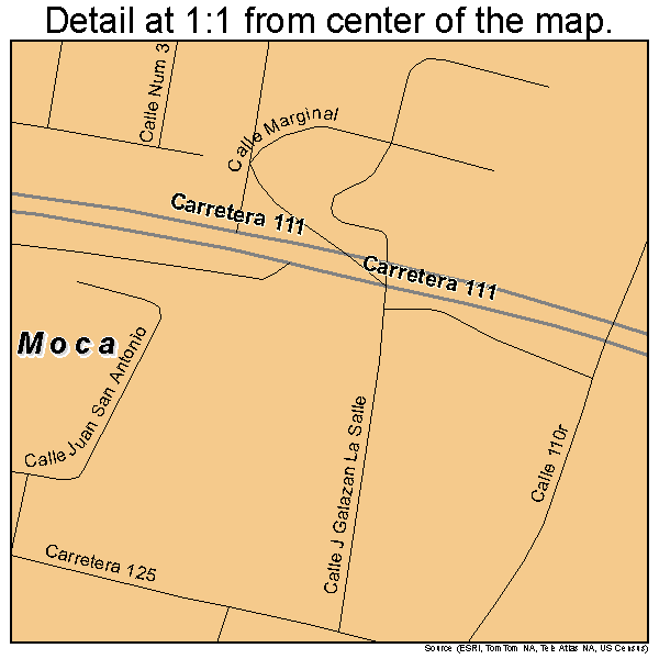 Moca, Puerto Rico road map detail