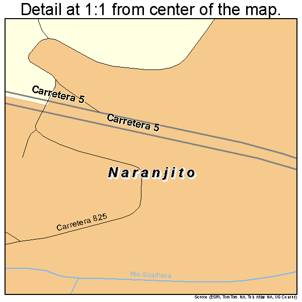 Naranjito, Puerto Rico road map detail