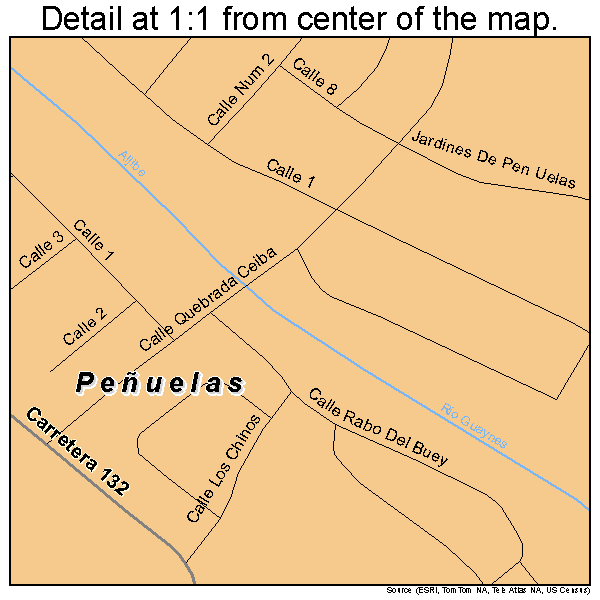 Penuelas, Puerto Rico road map detail