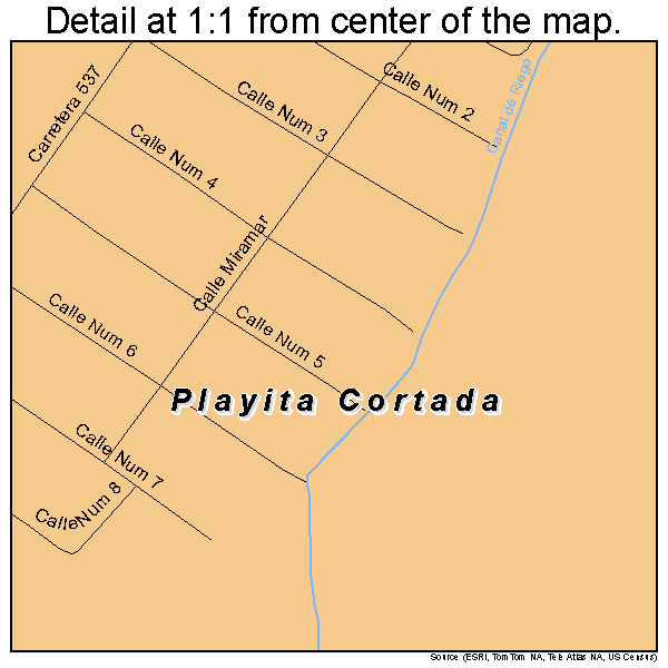 Playita Cortada, Puerto Rico road map detail