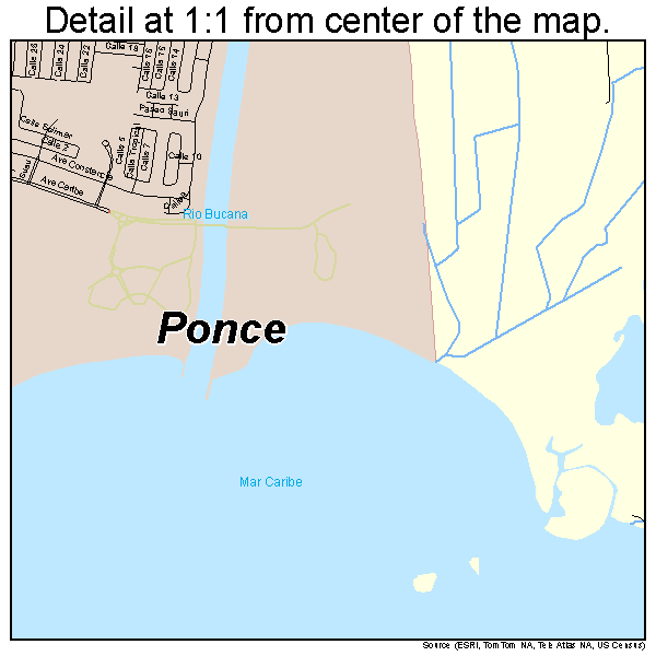 Ponce, Puerto Rico road map detail