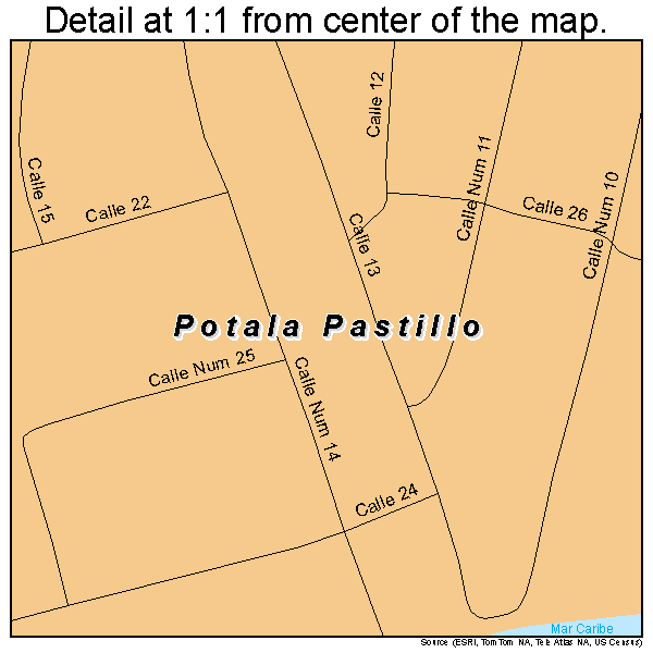 Potala Pastillo, Puerto Rico road map detail