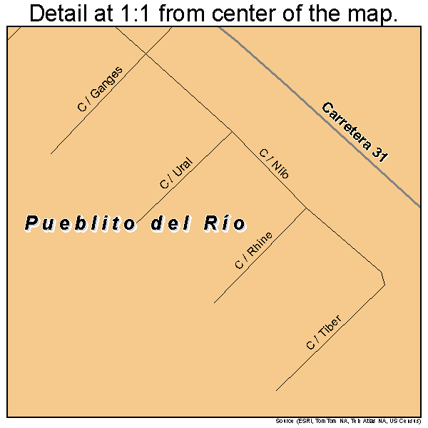 Pueblito del Rio, Puerto Rico road map detail