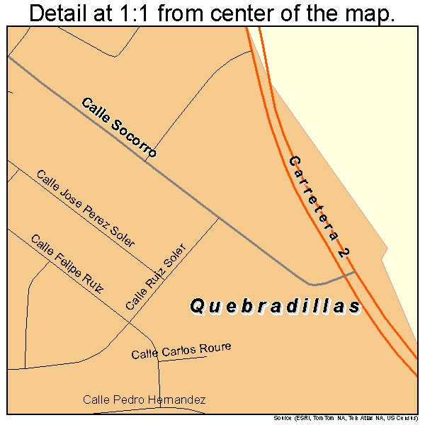 Quebradillas, Puerto Rico road map detail