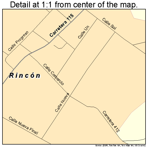 Rincon, Puerto Rico road map detail