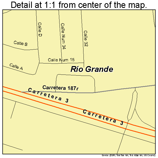 Rio Grande, Puerto Rico road map detail