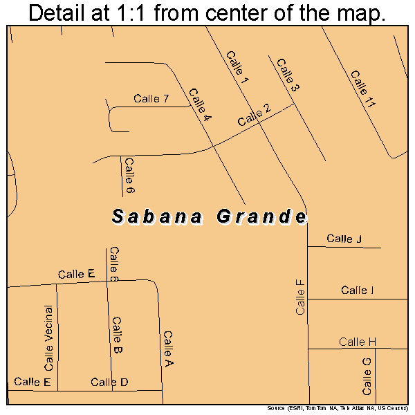 Sabana Grande, Puerto Rico road map detail