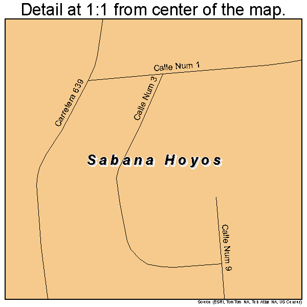 Sabana Hoyos, Puerto Rico road map detail