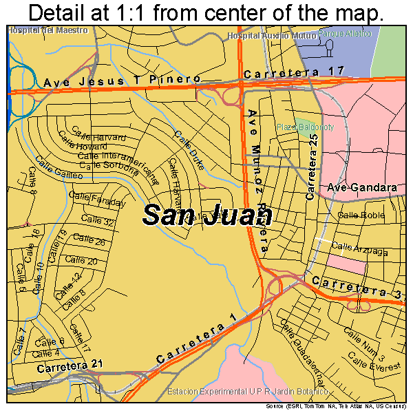 San Juan, Puerto Rico road map detail