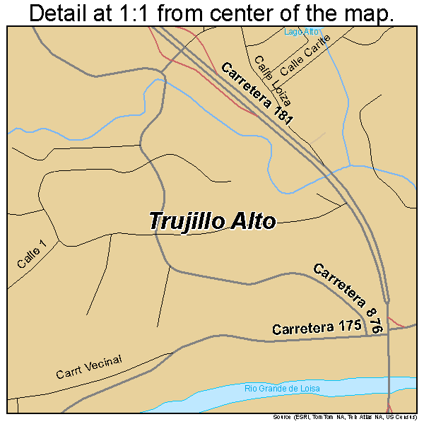 Trujillo Alto, Puerto Rico road map detail