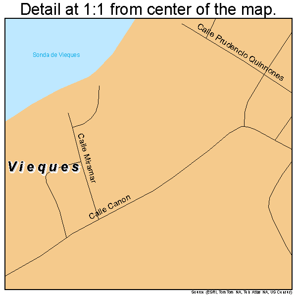 Vieques, Puerto Rico road map detail