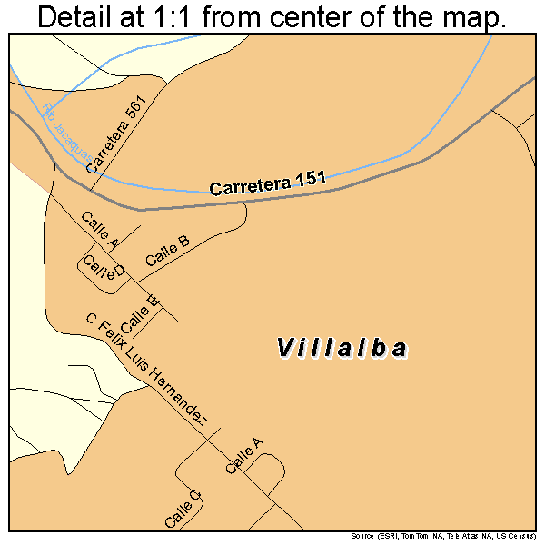 Villalba, Puerto Rico road map detail