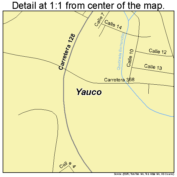 Yauco, Puerto Rico road map detail