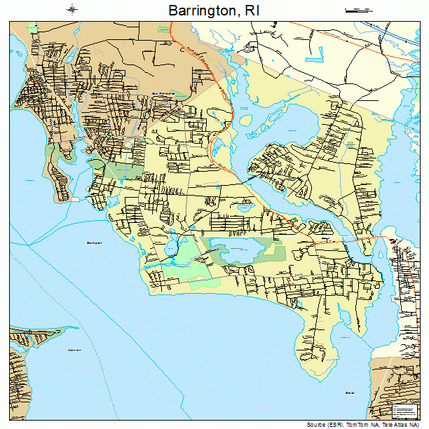 Barrington, RI street map