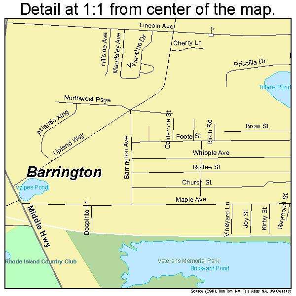 Barrington, Rhode Island road map detail