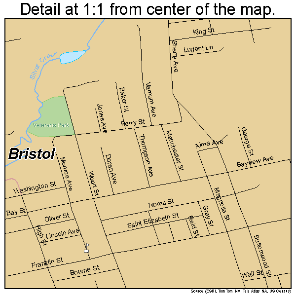 Bristol, Rhode Island road map detail