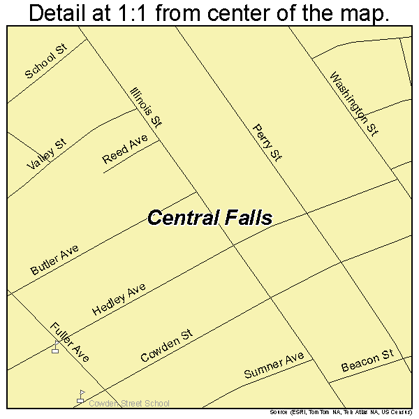Central Falls, Rhode Island road map detail