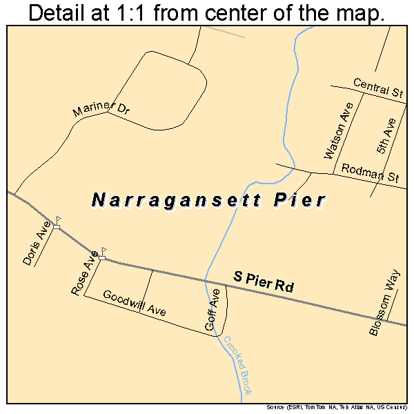 Narragansett Pier, Rhode Island road map detail