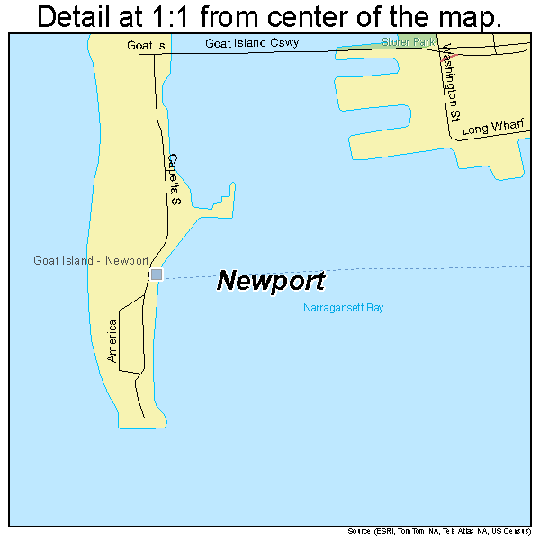 Newport, Rhode Island road map detail
