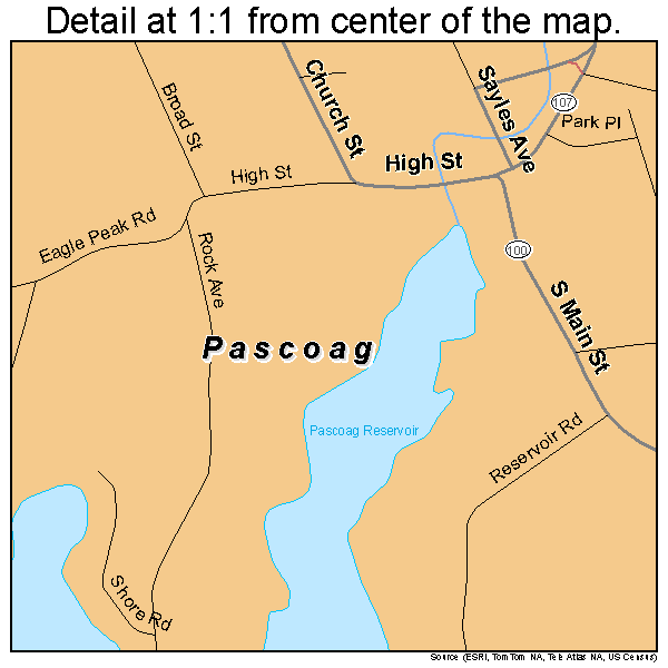 Pascoag, Rhode Island road map detail