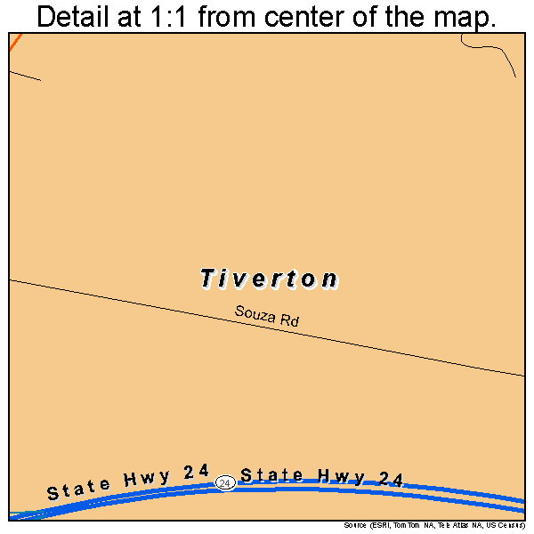 Tiverton, Rhode Island road map detail