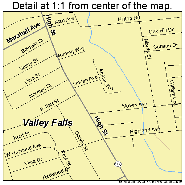 Valley Falls, Rhode Island road map detail