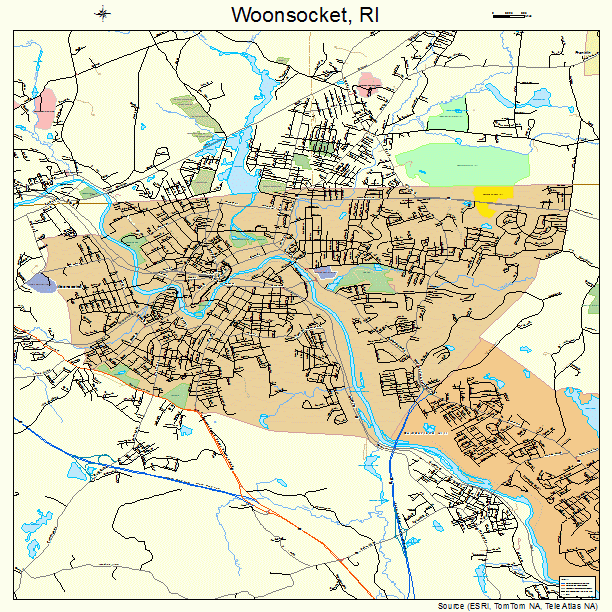 Woonsocket, RI street map