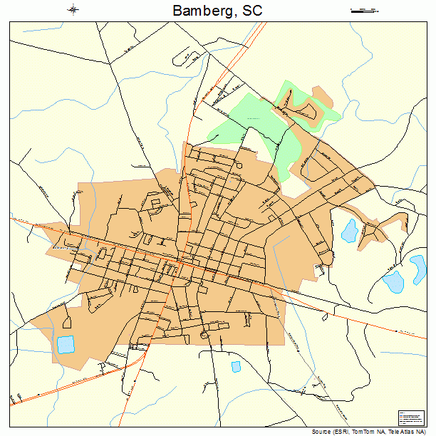 Bamberg, SC street map